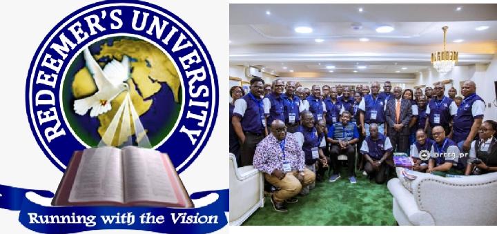 The General Overseer, Redeemed Christian Church of God, Pastor E.A. Adeboye and management staff of Redeemer’s University during a courtesy visit to his office at the Redemption Camp, Ogun State.